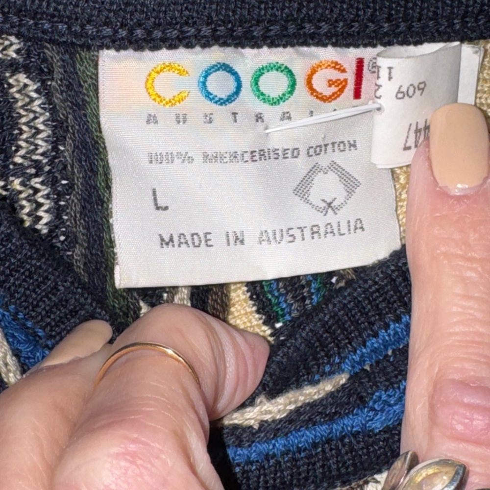 Vintage Coogi made in Australia Men’s Textured Knit 100% Cotton Sweater 90’s - Picture 2 of 6